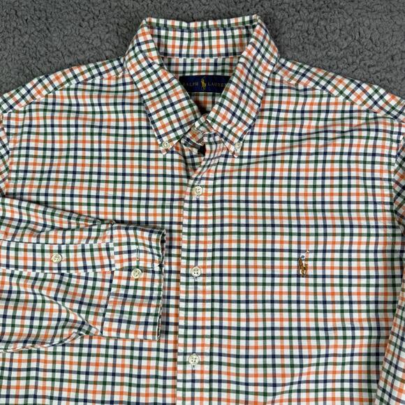 Ralph Lauren Shirt Mens XL Multicolor Plaid Button Down Oxford OCBD Flesh Pony - Picture 1 of 8